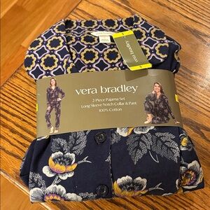 Vera Bradley Navy and Yellow Floral Top